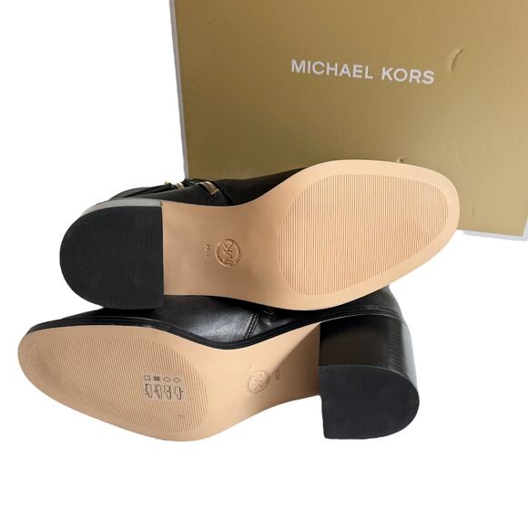 NEW Michael Kors Bombe Leather ANKLE BOOT Mindy Black Womens 10 Zip Shoe In Box - Picture 8 of 13